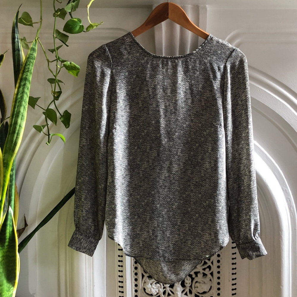 Long sleeve blouse with open back